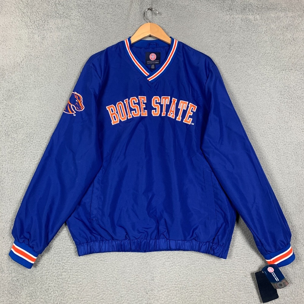 NWT Boise State Broncos Windbreaker Jacket Mens Large Blue Pullover G-III Golf